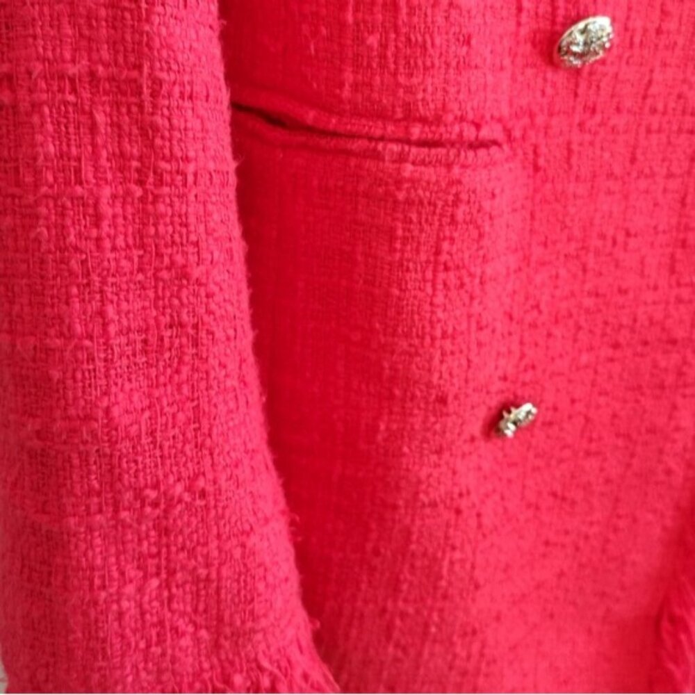 Rachel Zoe Red Tweed Longline Blazer M - Picture 10 of 11